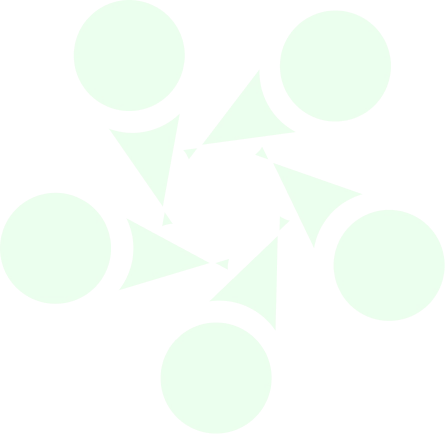 Services 10 - Reho Holistic Services Pty Ltd. Six green circles surround a central space, each separated by a green triangle pointing toward the center, forming a circular, symmetrical pattern on a black background.